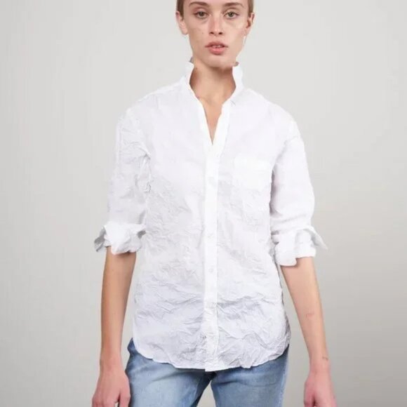 Frank & Eileen White Crinkle Micro Grid Shirt - Picture 2 of 13